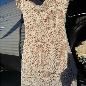 White Lace Short Sleeve Dress